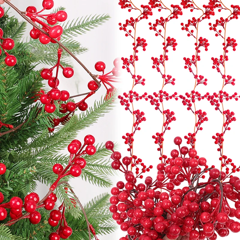 190cm Christmas Berries Vine Garland with Red Berries Rattan Home Party Wall Door Decoration Wreath Xmas Tree Hanging Ornaments