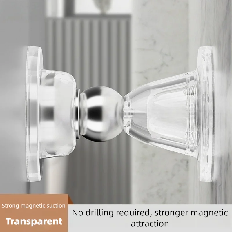 New No-Drill Door Stopper - Silicone Anti-Collision Magnetic Door Catch, Quiet Floor Mount for Bathroom Doors