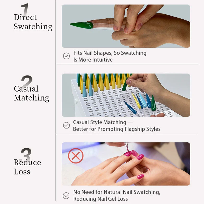 332 Tips Color Nail Art Display Stands Removable Board Nail Gel Polish Sample Quick color test Swatches Card Salon Manicure
