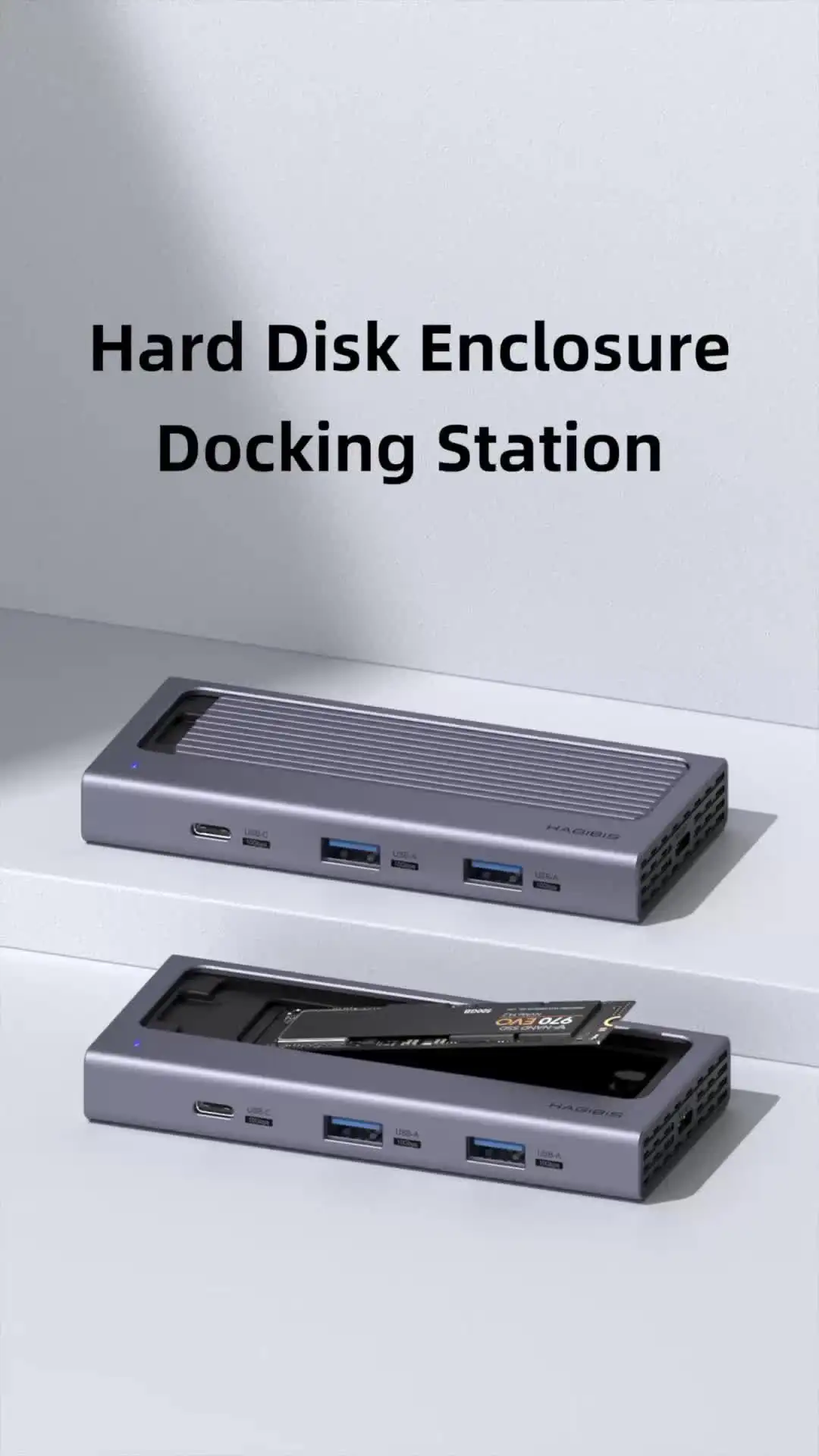 Hagibis M.2 SSD Enclosure with USB C Hub Magnetic Cover External