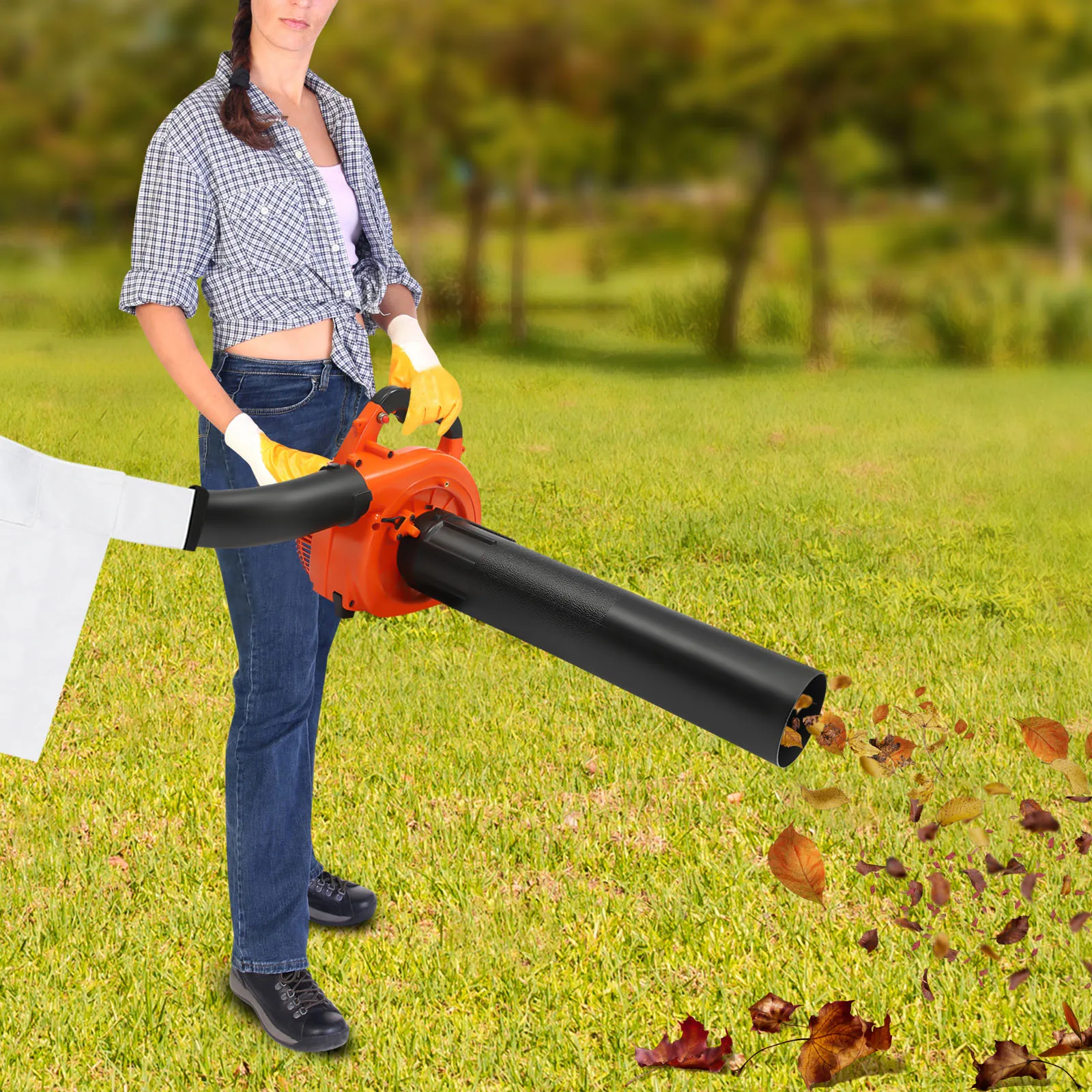 Imagem -05 - Heavy Duty Gás Handheld Leaf Blower Gasolina Blade Shredder Dois Tubos Coletando Bolsa 25.4cc Tempos