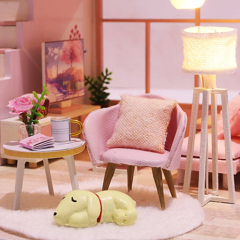DIY Wooden Doll House Handmade Duplex Apartment Production 3D Puzzle Assembly Building Duplex Apartment Model Toy Birthday Gifts