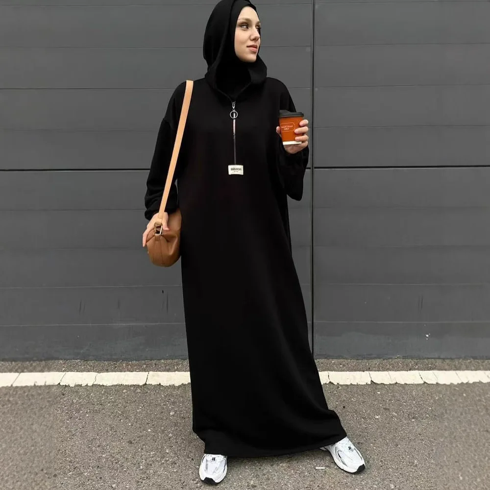 Muslim Solid Color Good Quality Islamic Jilbab Wholesale Women Abaya Muslim Dresses with Hijab and Hoodie Batwing Sleeve Abaya