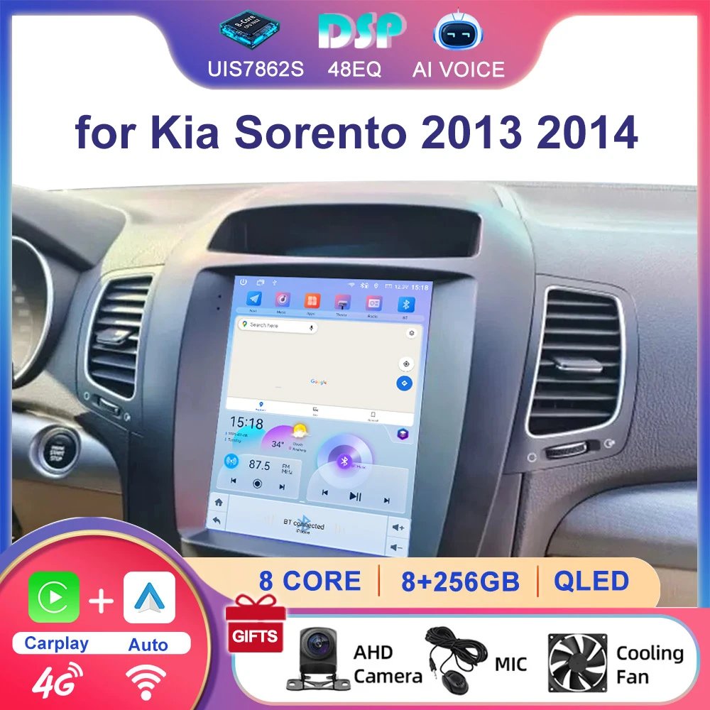 9.7 Inch Tesla Style Android GPS Navigation Wireless Carplay Stereo Multimedia Car Radio Player for Kia Sorento 2013 2014