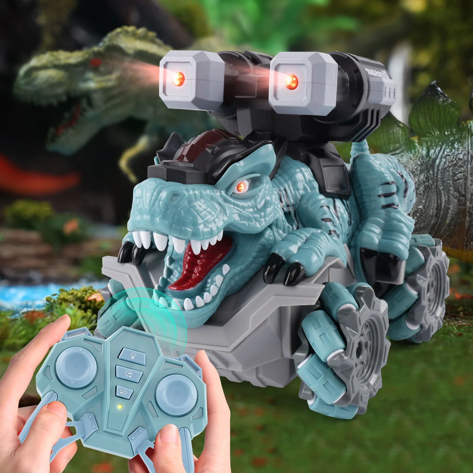 

2.4G RC Dinosaur Stunt Car Sound and Light Model Climbing Off-road Vehicle 360° Rotating Rampage Animals Car Toys for children