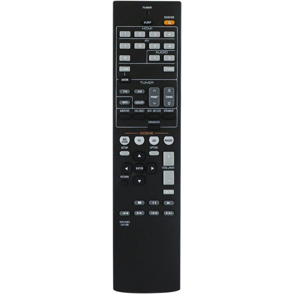 Replace Remote Control for Yamaha AV Receiver RAV463 ZA11350 RX-V373 RX-V375 RX-V375BL HTR-3065 HTR-3066