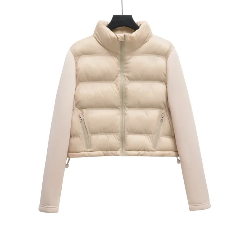 ETJ 2025 Damen Herbst- und Winter-Freizeitjacke, Kurze Sportjacke für Outdoor-Aktivitäten, Leichte, Warme, Gesteppte Jacke mit Kontrastärmeln – Detail 25