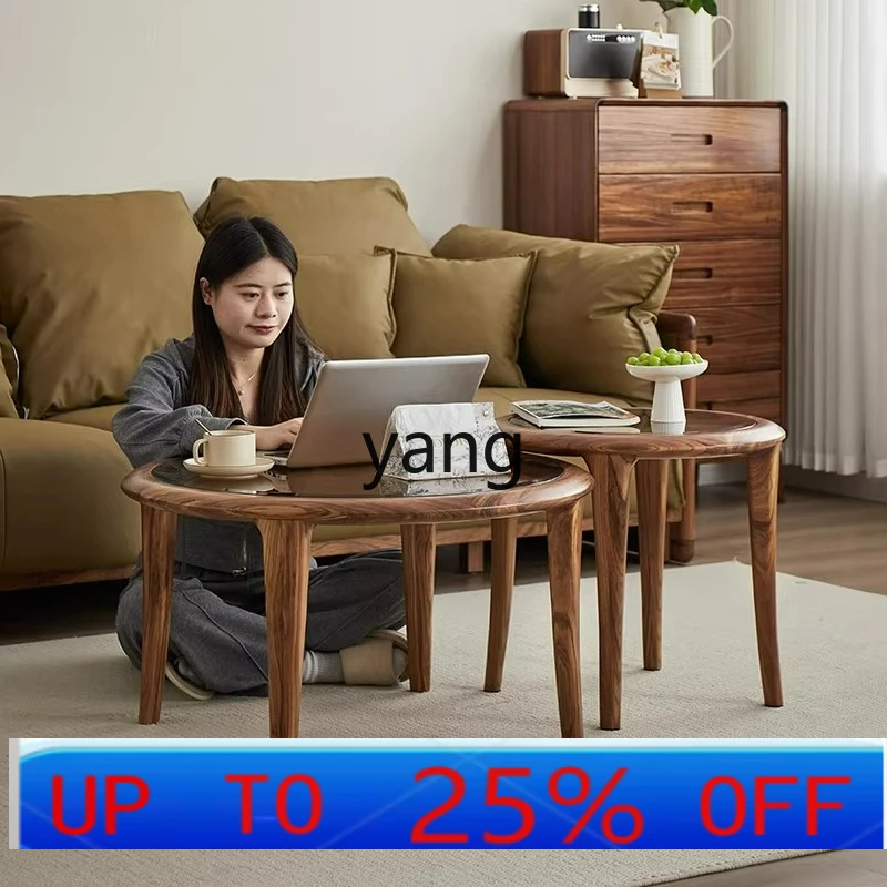 

Lhh Modern Minimalist Glass Round Table for Home Living Room Coffee Table Bedroom Multifunctional Small Round Table