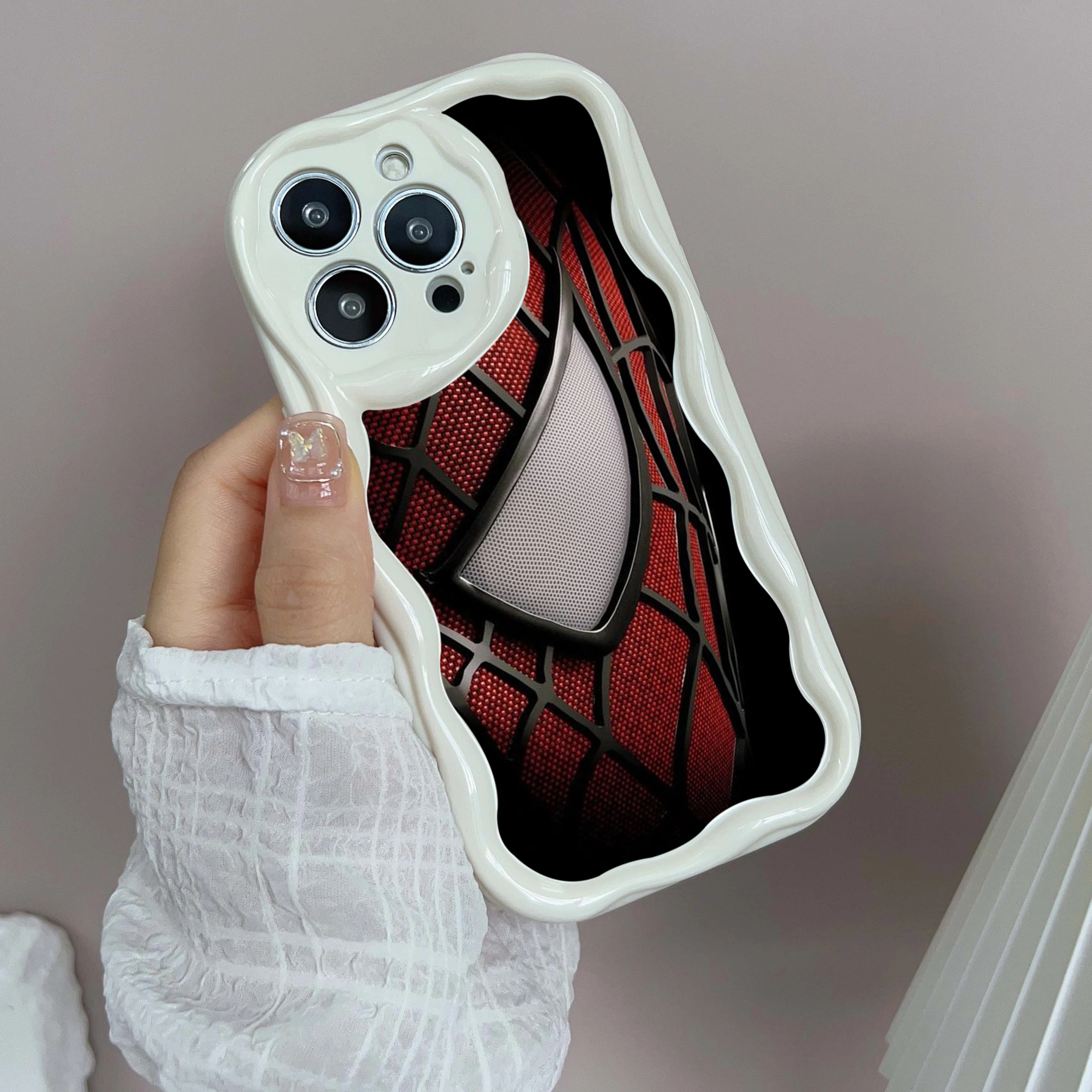 for iPhone 16 Pro Max Phone Case Cream pattern Wave edge TPU Soft Phone Cases for iPhone 16 Plus SS87 Spider-Man Cool Art design