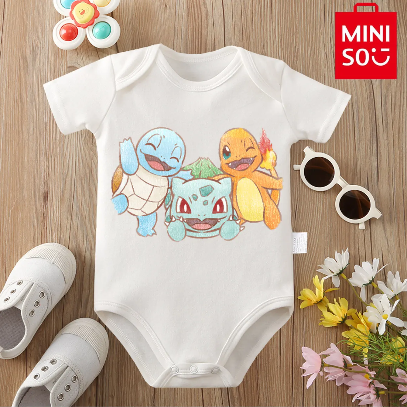 MINISO بوكيمون/السنجاب 100% قطن ارتداءها طفل لينة لطيف الملابس هدية للطفل نيسيي بذلة لحديثي الولادة 0 إلى 12 شهرا