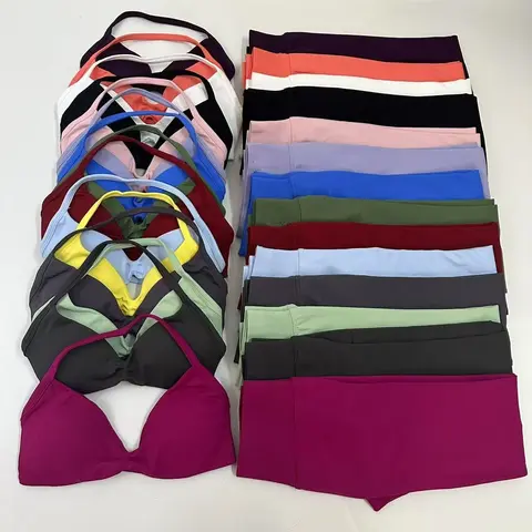 Impact Seamlessyoga Set Women Workout Scrunch Leggings Set Strappy Halter Sports Bra Fitness Gym Clothing Workout Set 2 Pieces