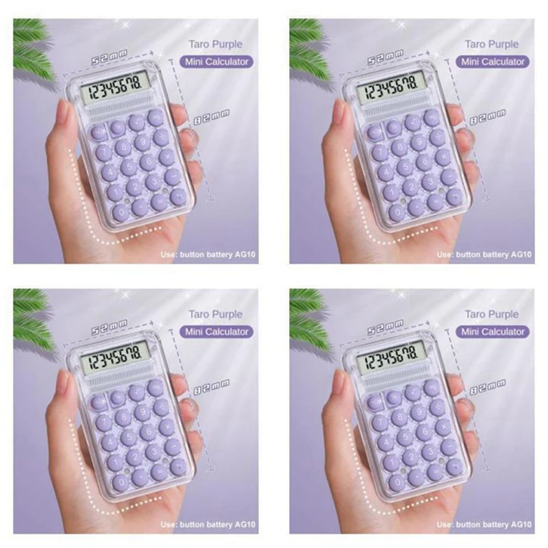 8 Digits Display Silence Widescreen Mini Calculator Students Portable Transparent Electronic Calculator Daily Use