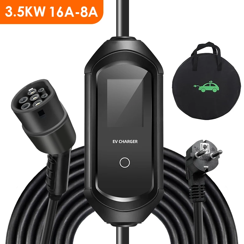 Portable  ev charger 3.5kw 16-8A 5M Cable GBT Gun EU PLUG  New ennergy  car ev charger Droop shipping