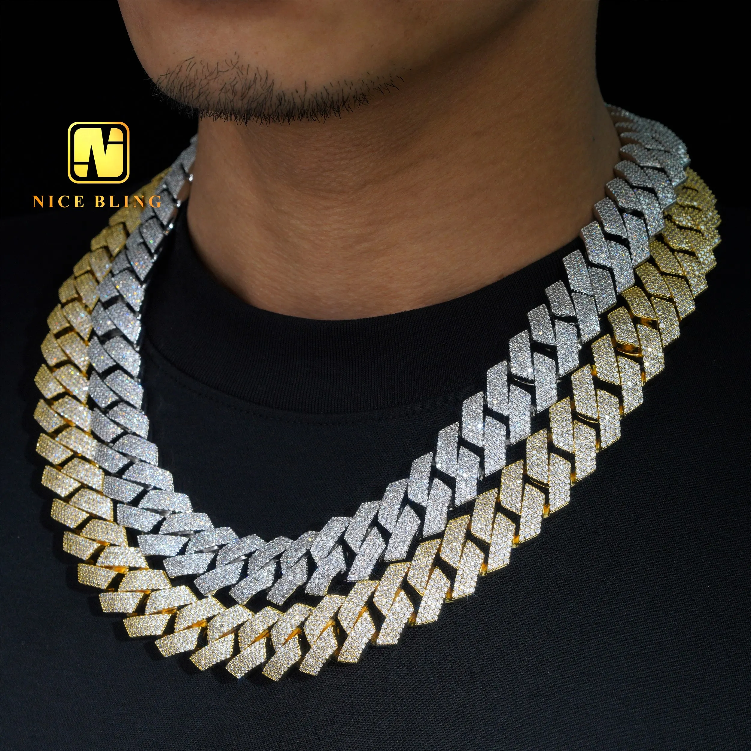 Luxury 18k Gold Plated Men Cuban Link Chains Iced Out 4 Rows Hip Hop Jewelry Necklace 20mm Cubic Zirconia Cuban Chain&bracelet，