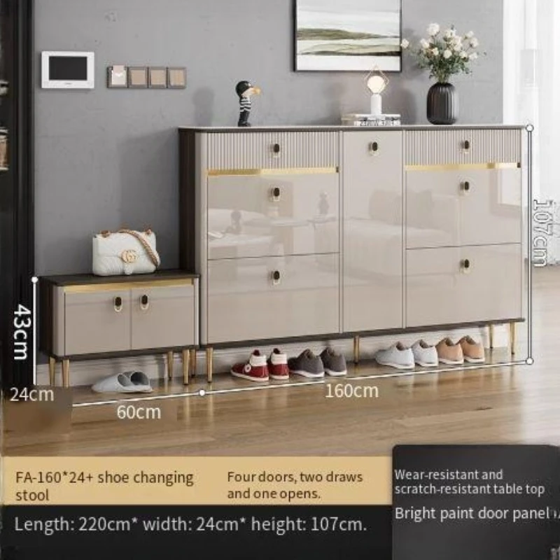 

Layer adjustable shoe rack organizers Shoe-shelf Ultra-thin shoe cabinet Shoerack skip bucket Shoe changing stool combination