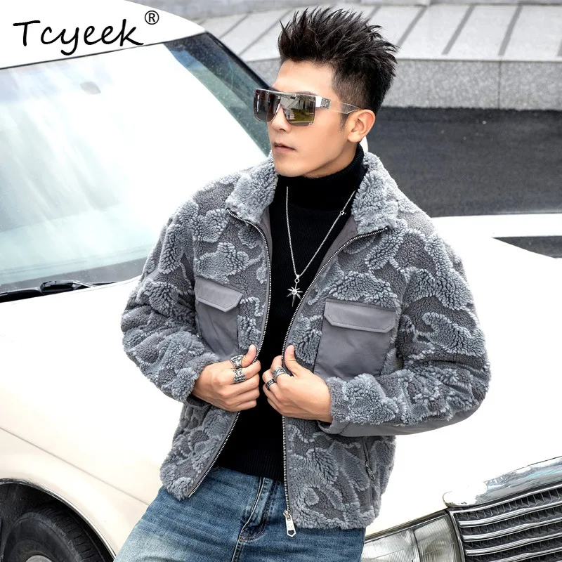 Tcyeek 30% Wool Coats Warm Sheep Shearling Jackets Man Slim Fit Fur Coat Men Winter Clothes Mens Fur Jacket Coat 2025 Abrigos