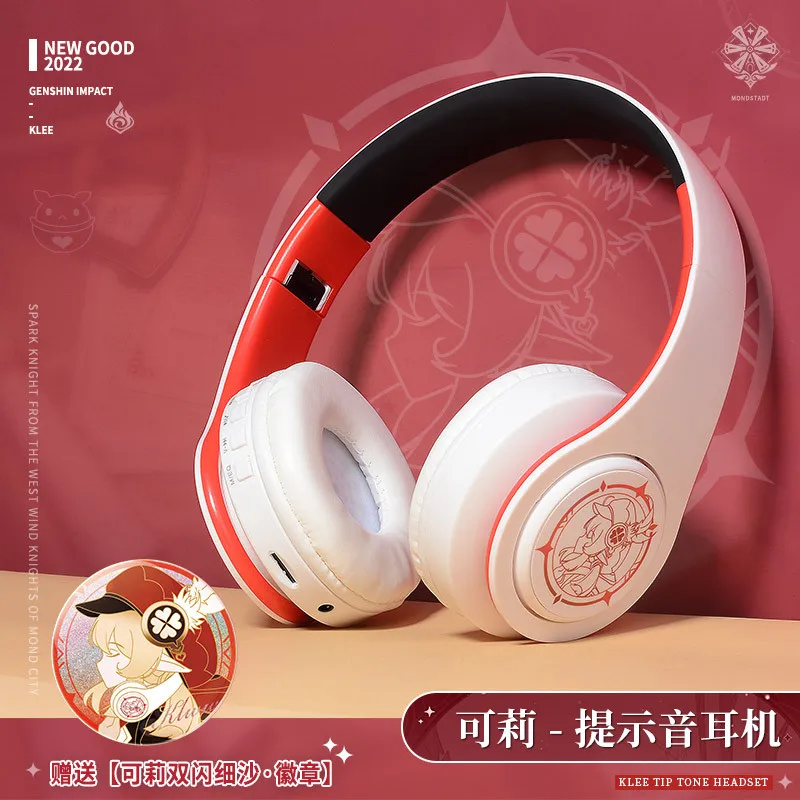 Anime Genshin Impact Zhongli Xiao Klee Fashion Wireless Bluetooth Headset Comfortable Stereo Foldable Headphones Cosplay Gift