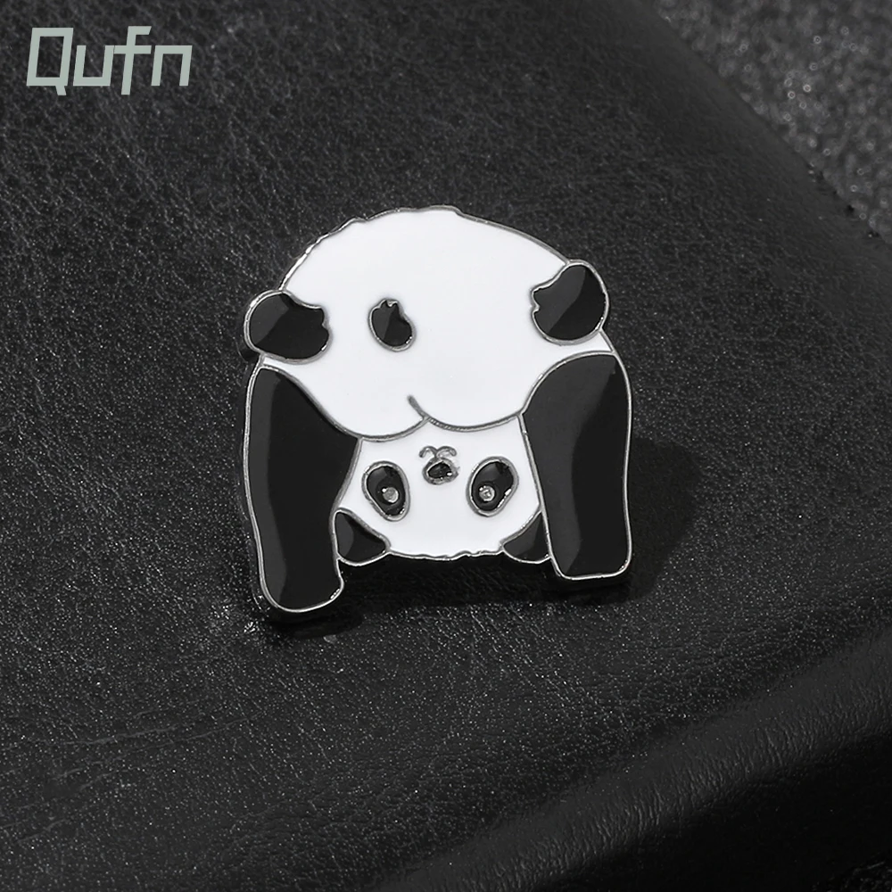 Cartoon Panda Enamel Brooch Cute Animal Enamel Jewelry National Treasure Black And White Simple Hat Bag Badge Jewelry Gift