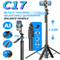 C17 Monopod 360° Auto-Rotation AI Tracking Shooting Tripod Bluetooth Shutter Fill Light For Phone Holder Wireless Selfie Stick