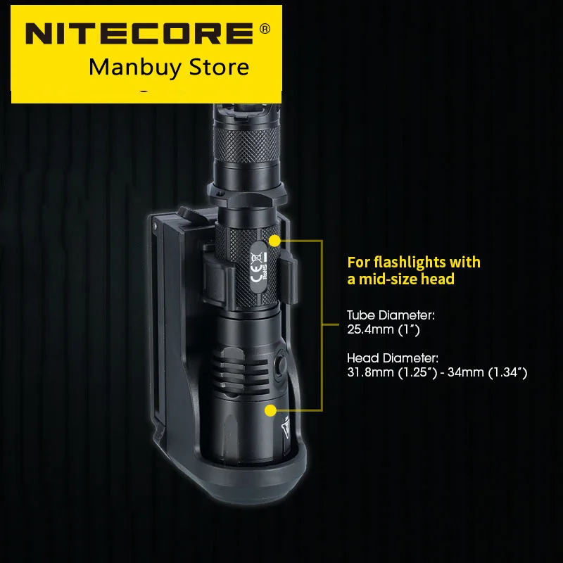 Imagem -03 - Nitecore-tactical Lanterna Holster 360 ° Torch Mount Holder Spotlight para P26 P20 R25 Mh25gts a Aplicação da Lei Nth25 2024