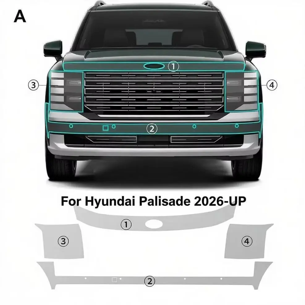 For Hyundai Palisade 2026-UP TPU Bumper Hood Scratch-Resistant Self-Healing Paint Protection Film﻿ Invisible Pre-cut PPF Kit