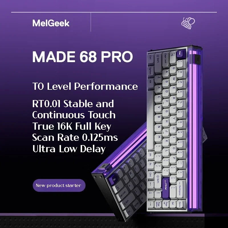 

MelGeek MADE68 PRO Magnetic Switch Keyboard RT0.01 Ultra-Low Latency Maximized for E-sport Gaming Customized Gamer Keyboard
