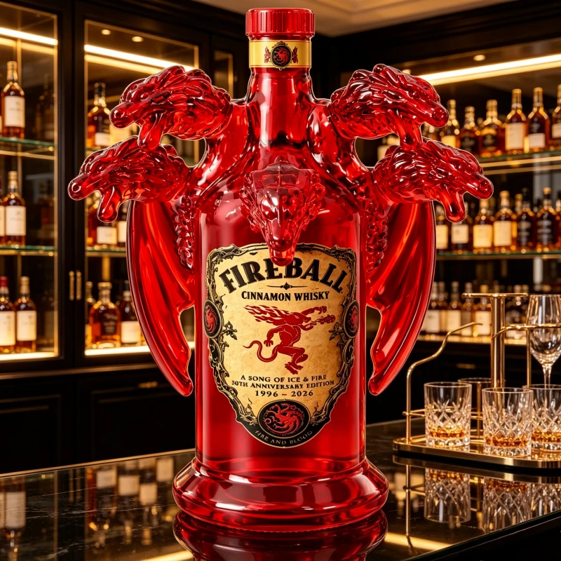 Red Multi-head Dragon Glass Whiskey Decanter Fireball Cinnamon Whisky Decorative Liquor Bottle Home Bar Ornament Novelty