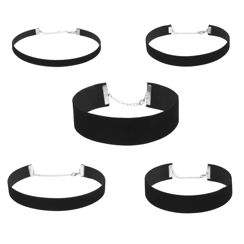 5pcs Set Hot Sale Simple Trendy Black Velvet Choker Necklace for Women Girls Gothic Chocker Collar Jewelry Set Party Gift XR491