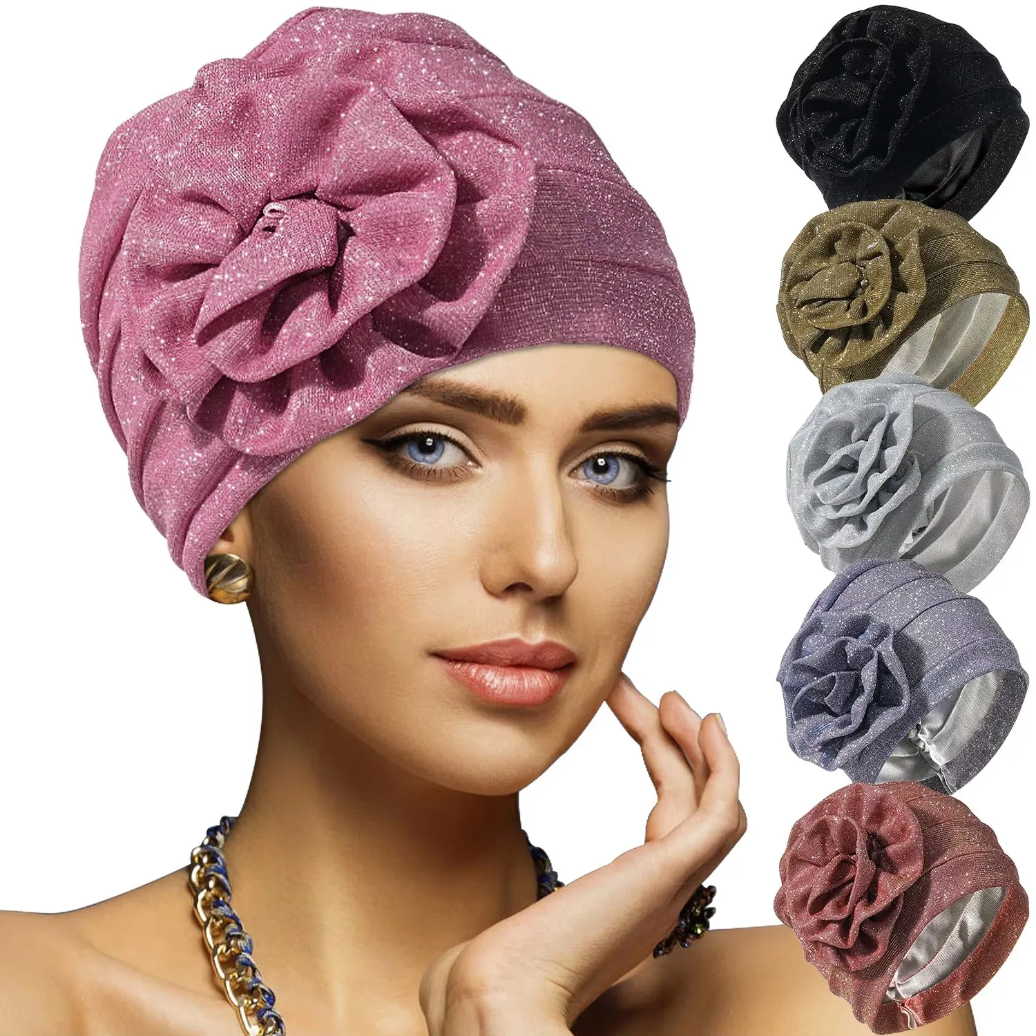 

Капот для женщин, тюрбан, сложенный бутон, изысканный платок, повседневный, удобный, модный, универсальный, теплый, с крестообразным краем, морщинистый лак