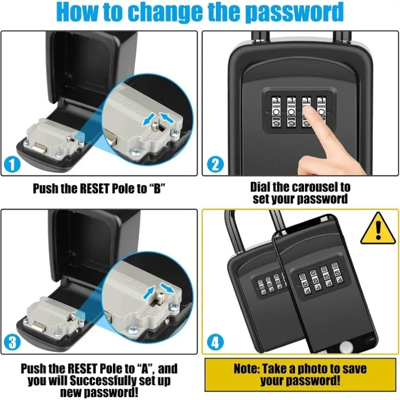 1/2Pcs 4 Digit Combination Key Safe Outdoor Anti-Theft Storage Box Real Estate Agent Vacation Rental Zinc Alloy Key Safe