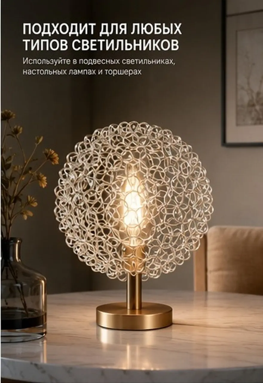 Aluminum Wire Lampshade G4 Clear Glass Lamp Cover Sturdy Long-Lasting Pendant Lamp Shade Frame Decorative Table Light Shade
