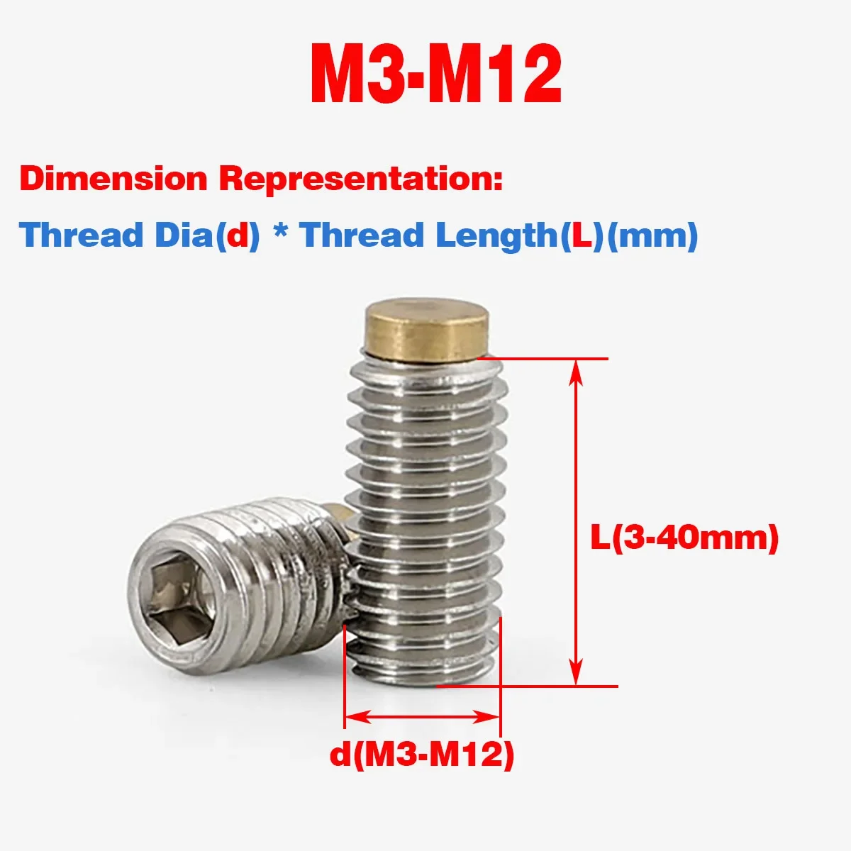

304 Stainless Steel Brass Head Tightening Machine Meter Buffer Screw M3-M12