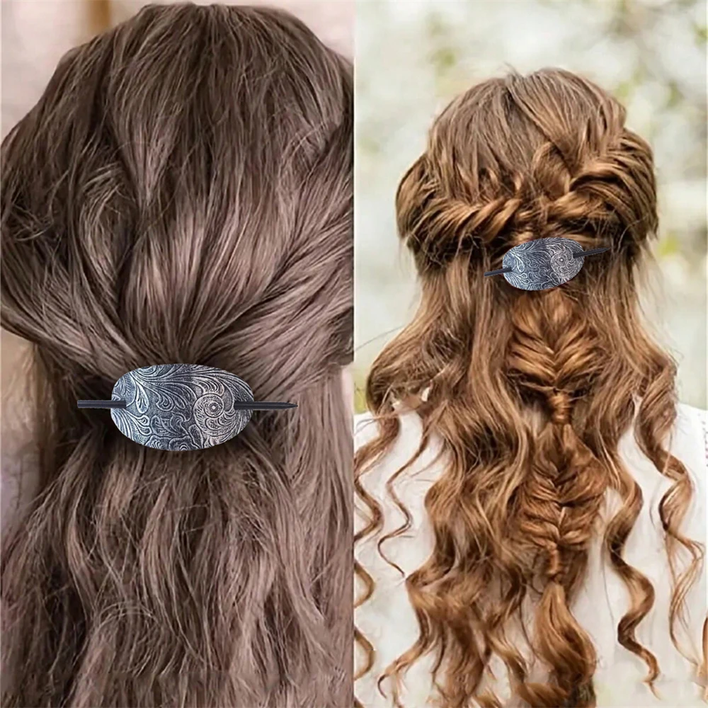 

1pc Faux Leather Stick Hair Slide Oval Shape Ponytail Holders Hair Pins Hair Tie Hair Barrette Hair Sticks