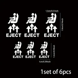 Graphic Eject Button Decals for Car Switch Panels, Set of 6, PVC Material, Self-Adhesive Mounting, Suitable for Plastic/Glass/Me