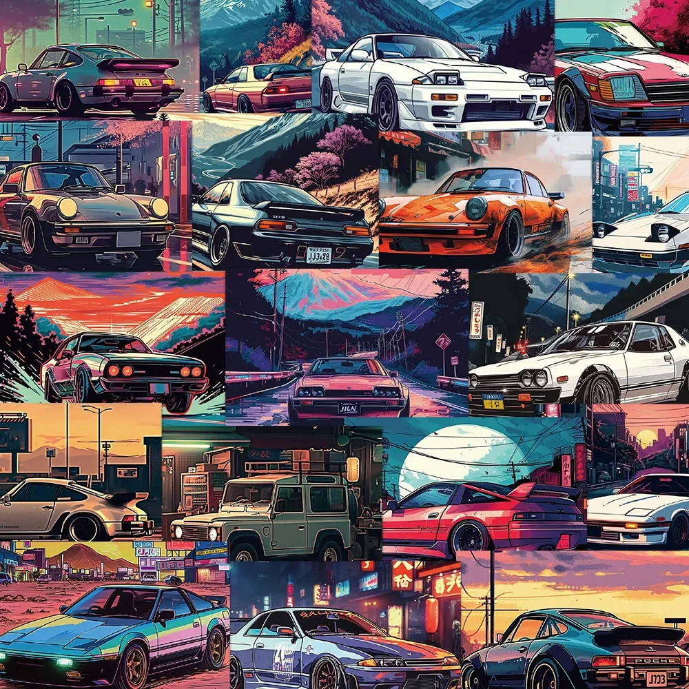 10/30/50pcs Japanese Pixel JDM Retrofit Racing Stickers Car Laptop Skateboard Luggage Motorcycle Bike Waterproof Sticker Decals