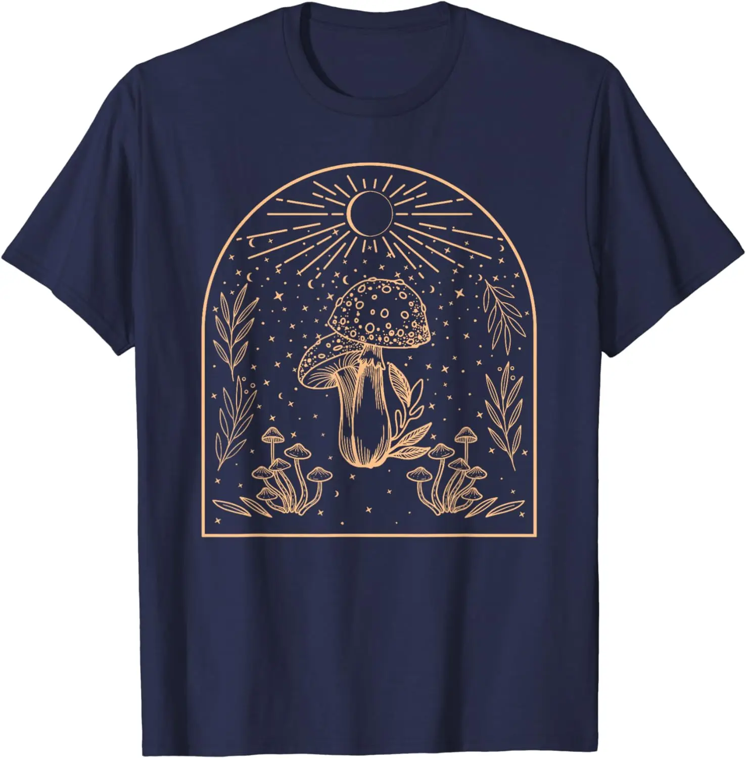 Gothic Aesthetic Mushroom Sun Leaves Fungi Mycologist T-Shirt for Men Women Cotton Shirts for Men Graphic T Shirts Streetwear