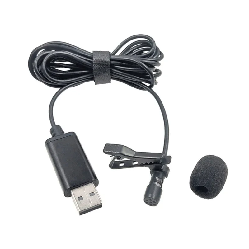 

USB Mini Microphone MIni Lapel Lavalier Clip-on Mic Buttonhole Recording for Smart Phone 896C