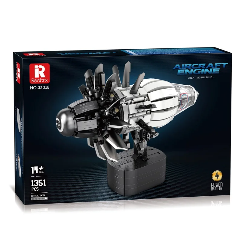 IN STOCK 33018 MOC Technical RISE Aircraft Engine Building Blocks Bricks Assembling Model DIY Toys for Boys Christmas Gift Sets
