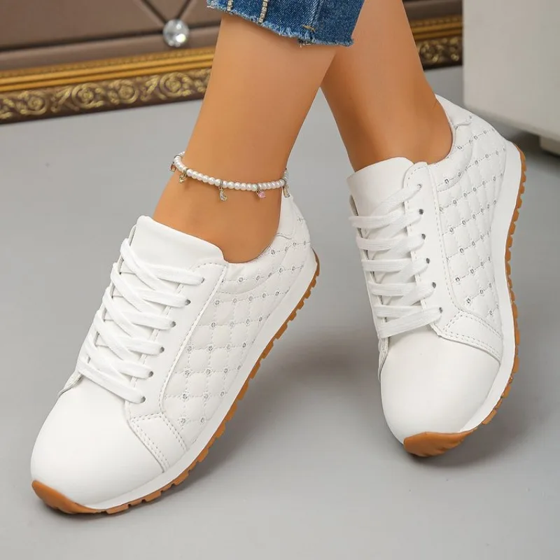 Zapatillas Deportivas para Mujer, Punta Redonda, Tacón Plano, con Cordones, Casuales, Clásicas, para Uso Diario y Caminatas al Aire Libre