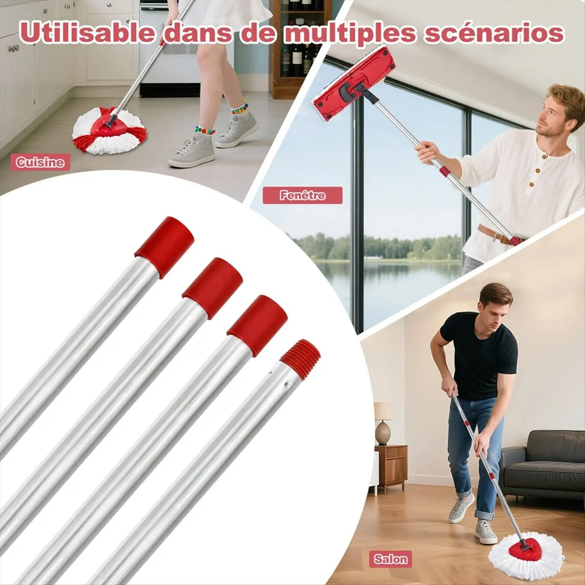 [Promotions]Replacement Handle, 30-58 Inch Adjustable Stainless Steel Stick Compatible with , Germany Joint A