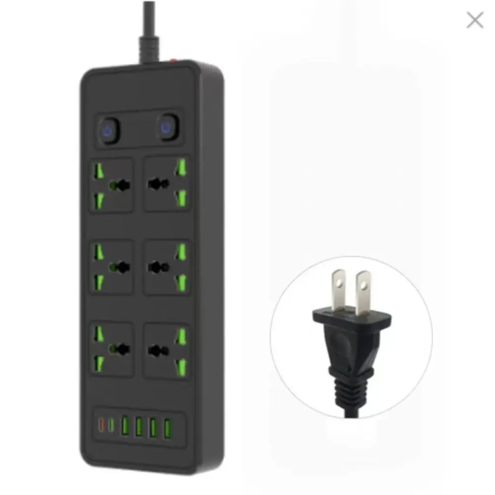 PC Portable Power Strip Copper Overload Protector Power Plug with Switch Dual Switch Safe Electricity Usage Extension Socket