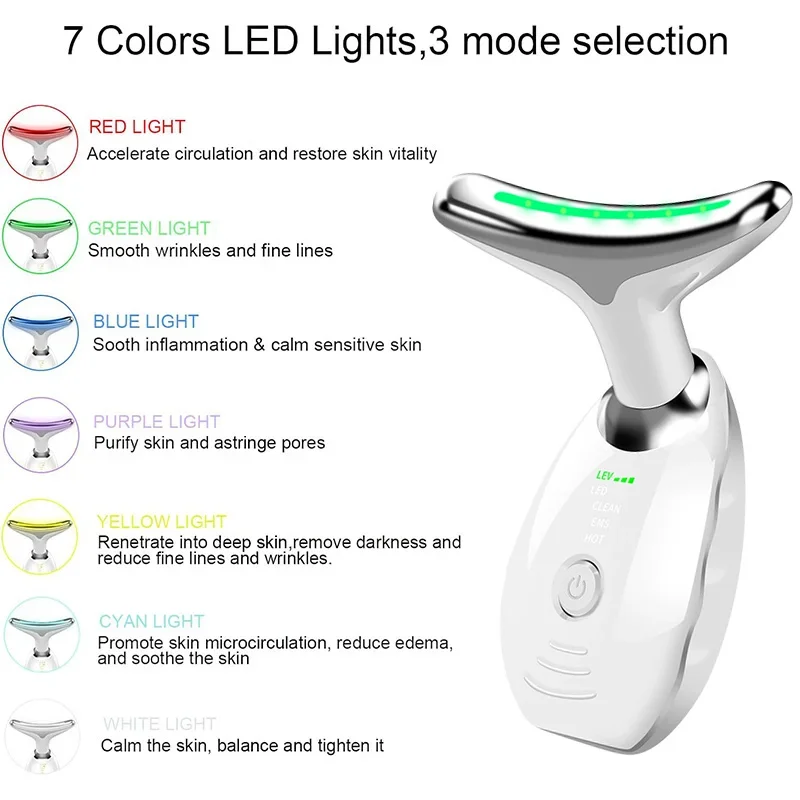 7-kleuren anti-rimpel gezichtsmassager nek gezicht schoonheidsapparaat huid draai gezichtslift apparaat verminderen dubbele kin huidverzorgingstool