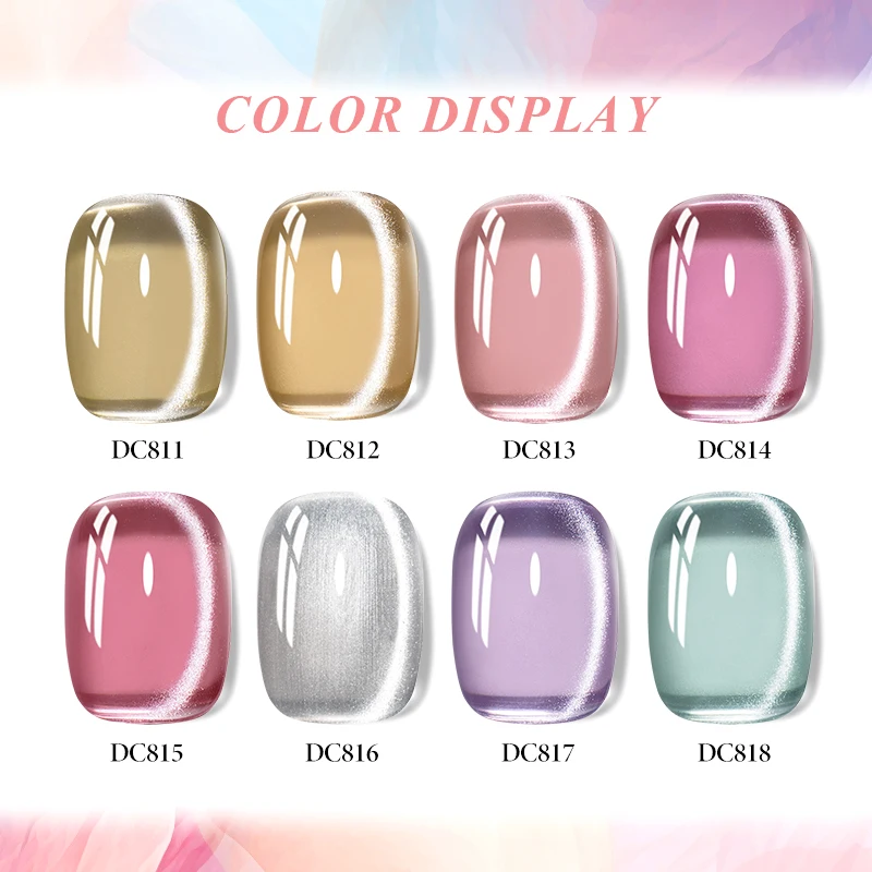 7ml Moonlight Jelly Magnetic Gel Nail Polish Glass Beads Summer Pink Golden Silvery Glitter Soak Off UV Gel Nail Art Varnish