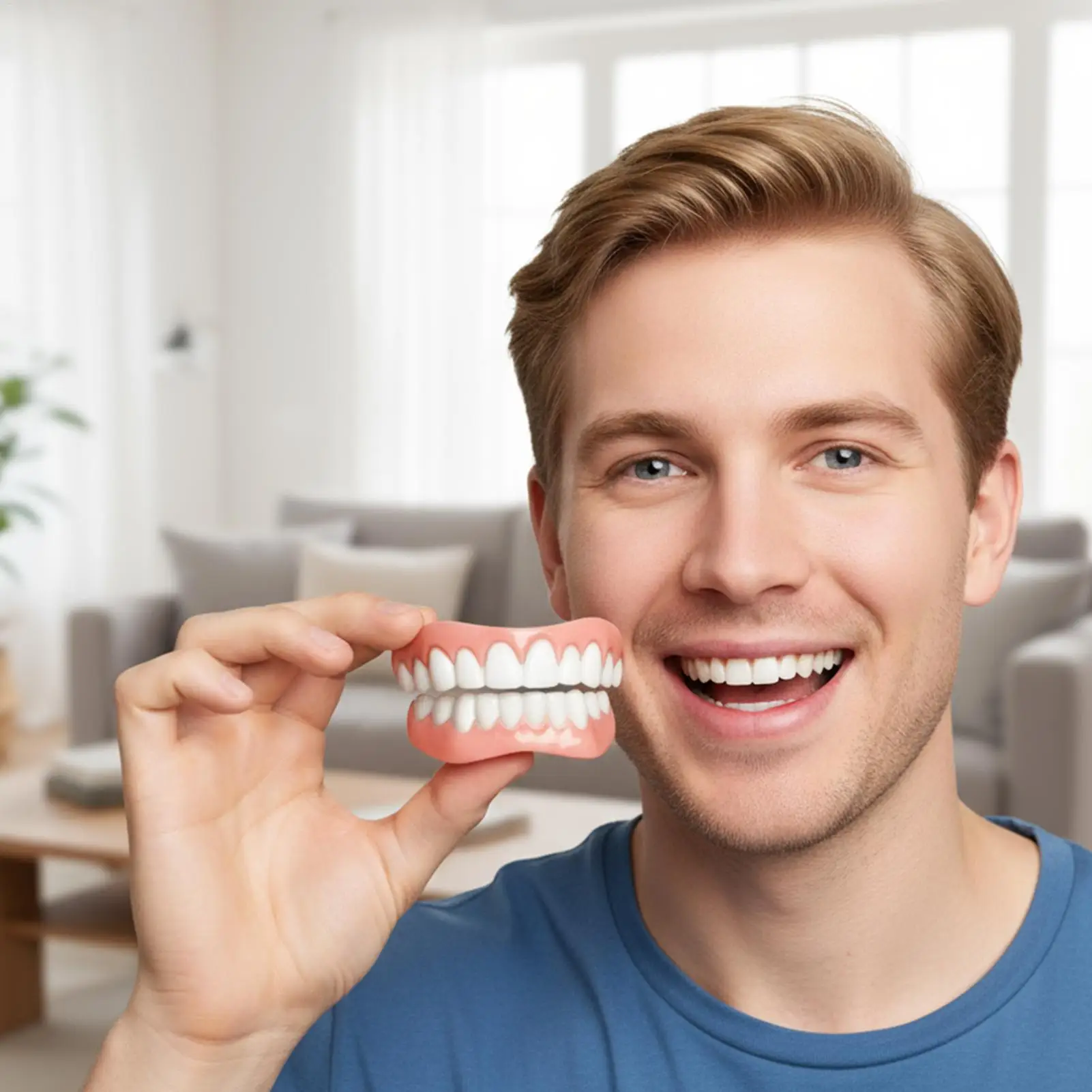 Silicone Denture Set Upper Lower Soft Health Care Silicone Natural Tooth Full Denture Set for Seniors Adults Men Women Eating