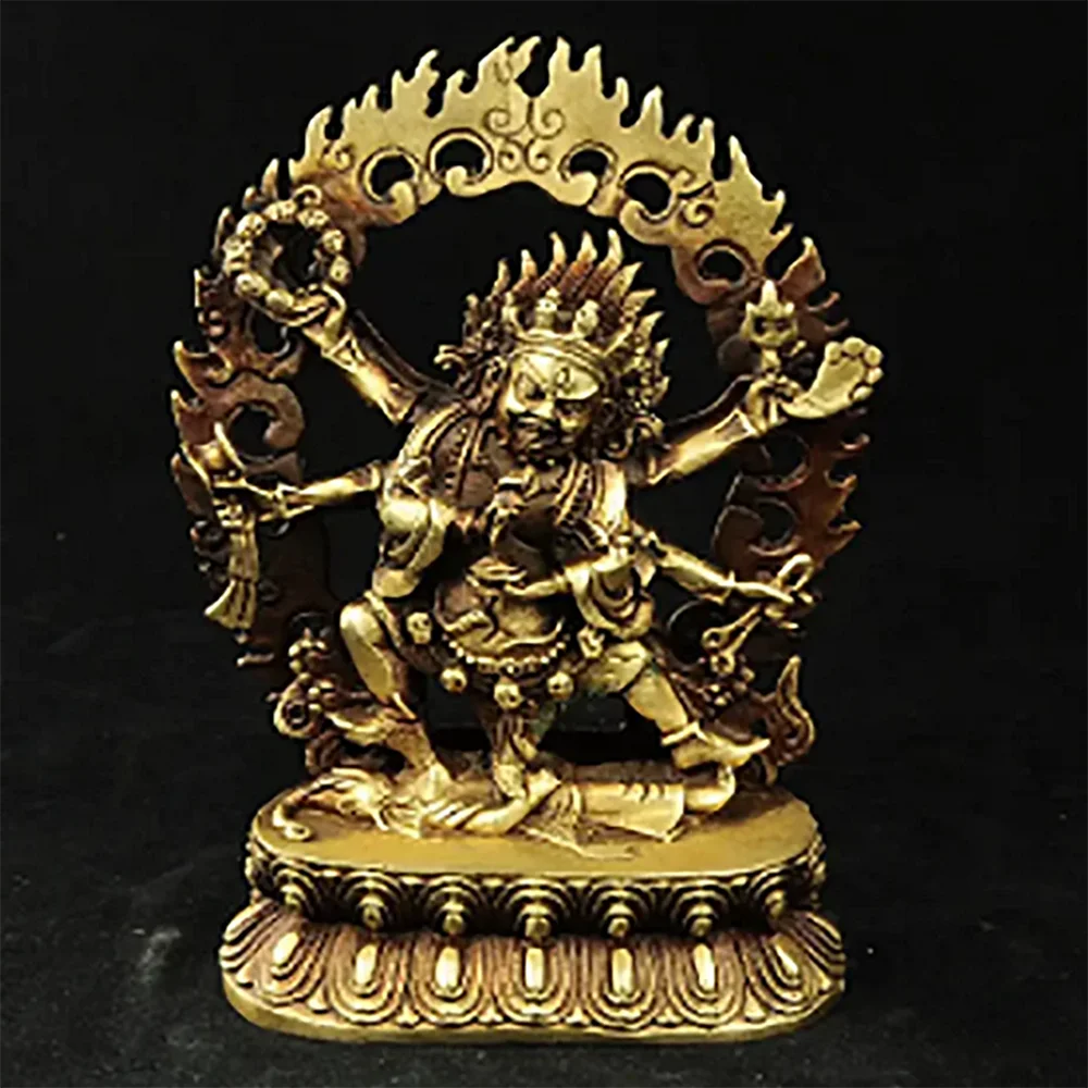 Pure Buddhism Brass 6 Arms Mahakala Vajra King Kong Exorcism God Buddha Garden Decoration 100% Real Brass Brassroom