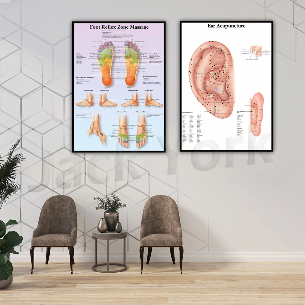 

Ear points, foot reflex massage area, large art printed posters, home wall decoration