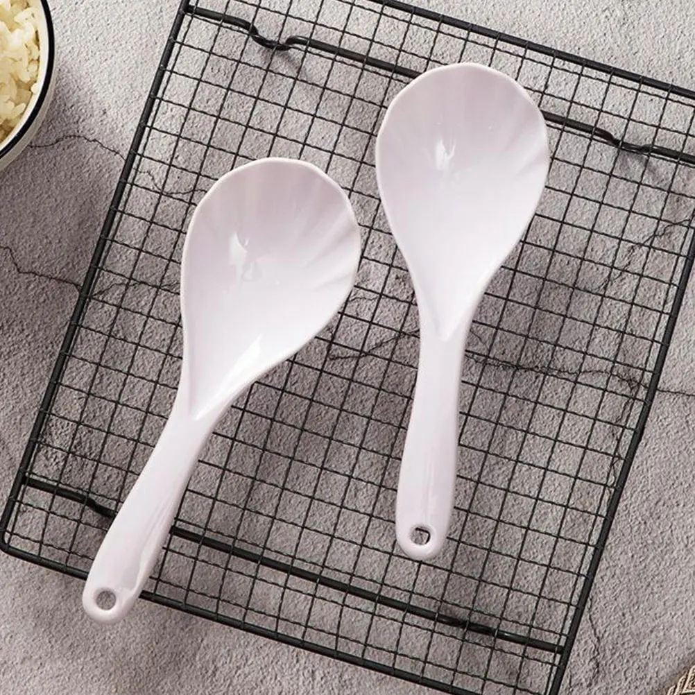 

2Pcs Electric Cooker Rice Spoon Non-stick PP Reusable Kitchen Tool Lightweight Wear-resistant Long-lasting Rice Paddle