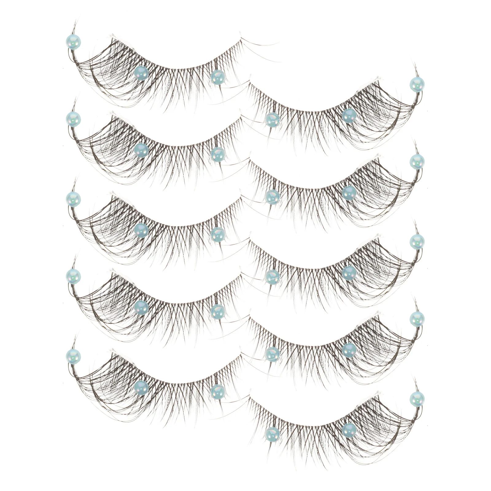 5 paia di ciglia finte strass glitter comodi trucco chimico palcoscenico ciglia finte per feste