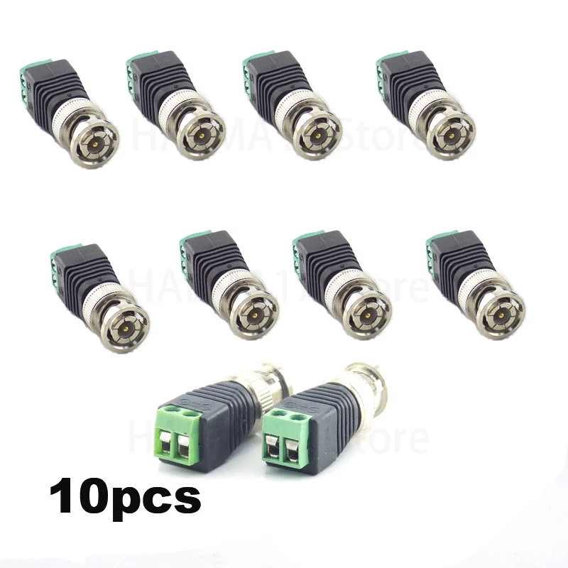 BNC Conector Macho UTP Vídeo Balun Plug Adaptador, CCTV Sistema de Câmera de Vigilância, J17, 10pcs