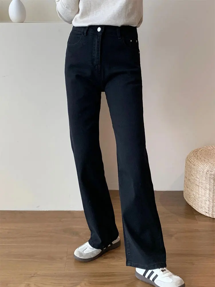 Jean extensible taille femme forme de poire Baggy jambe droite jean femme automne nouvelle taille taille haute mince Stretch tuyau Denim pantalon